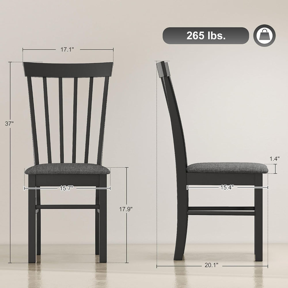 HOMCOM Wooden Dining Chairs Set of 2 Farmhouse Black and Gray