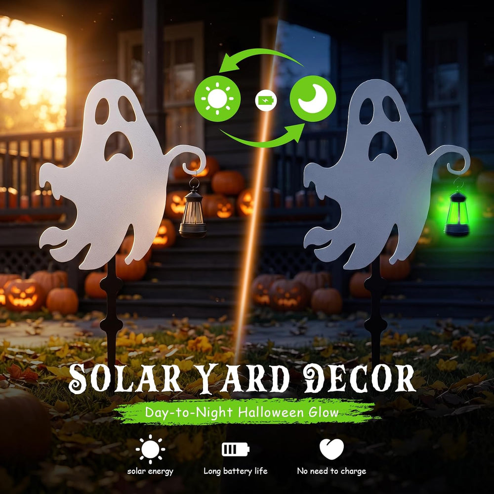 Halloween Ghost Garden Stakes, 4-Pack Solar Lighted Yard Decor
