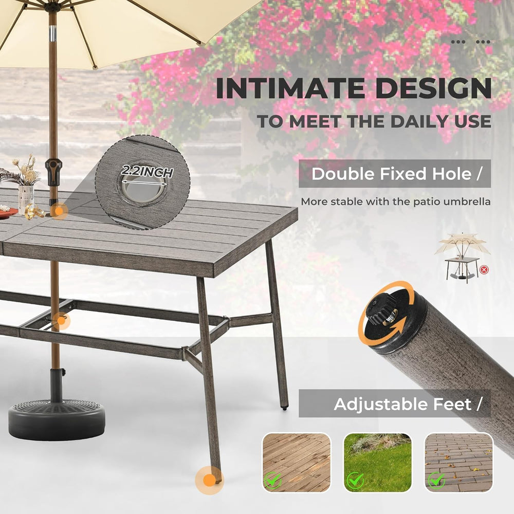 HAPPATIO 9-Piece Patio Table and Chairs Set for 8, Aluminum Outdoor Dining Se...
