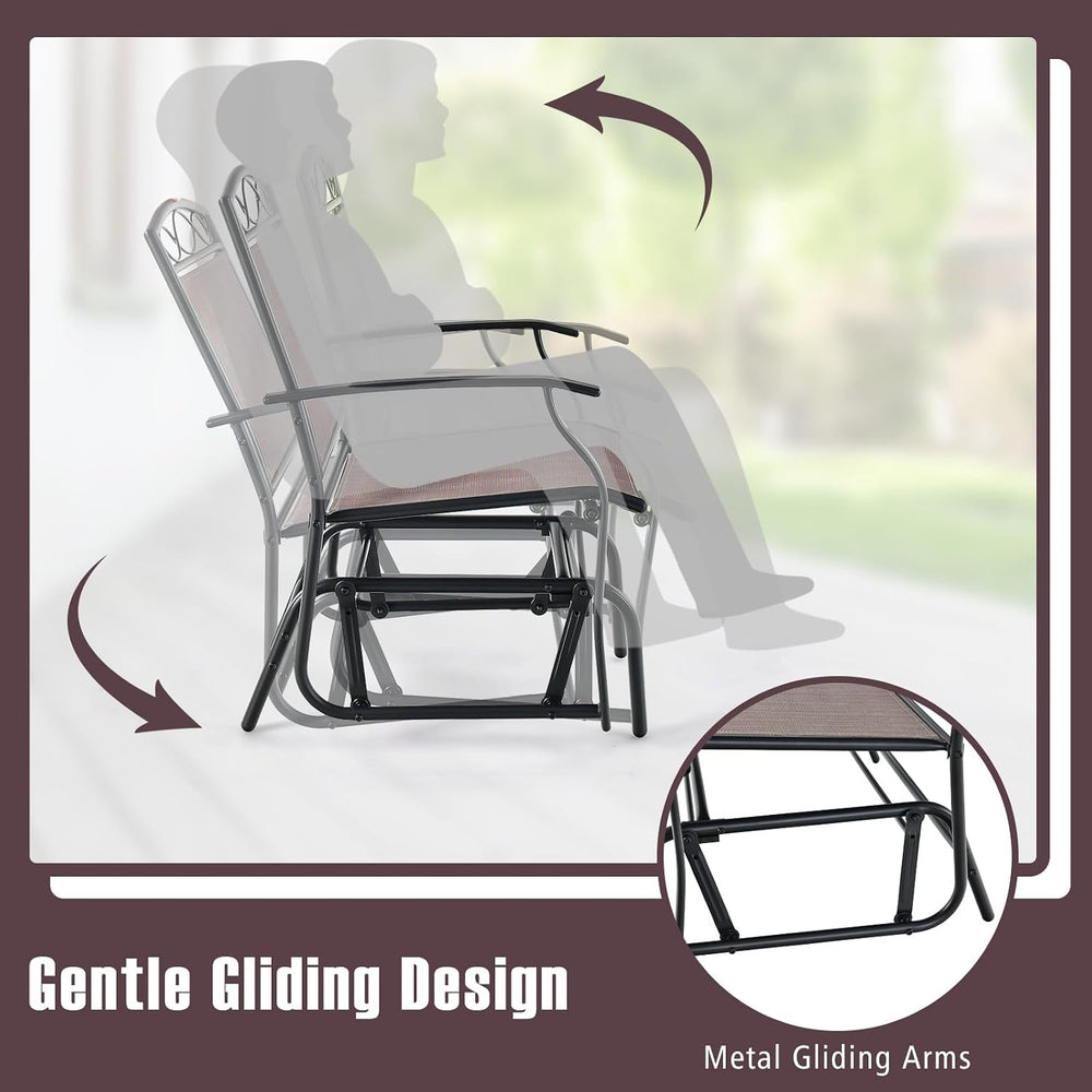 GIANTEX Patio Glider Chairs Set - 2 PCS Gliding Rocking Chairs w/Weather-Resi...