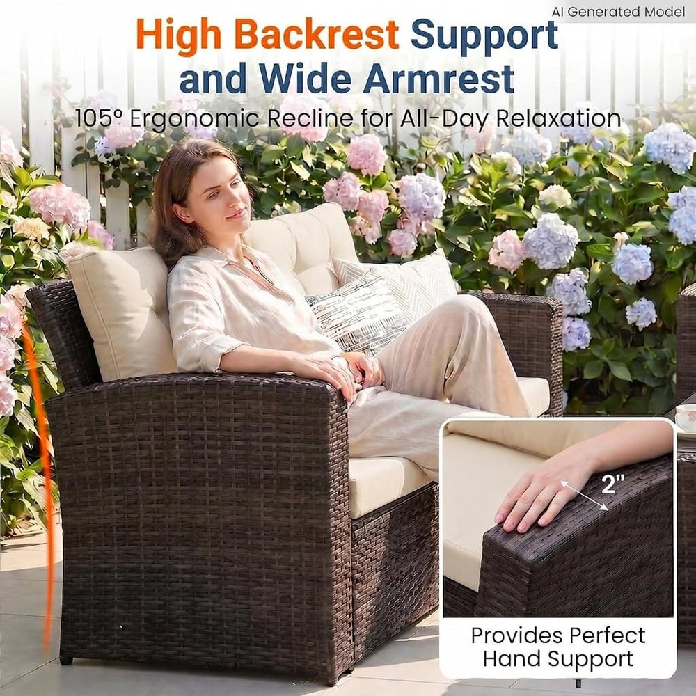 4 Piece Wicker Patio Furniture Set - Sturdy,Easy Assembly,Modern Design