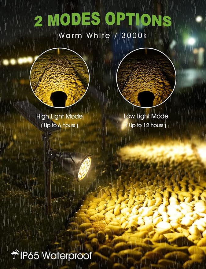DBF Solar Lights Outdoor, 600LM Solar Spotlights Outdoor Waterproof, 2 Bright...