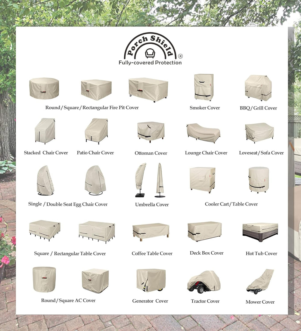 Porch Shield Waterproof Patio Chair Cover 2 Pack 34W x 37D x 36H in, Beige