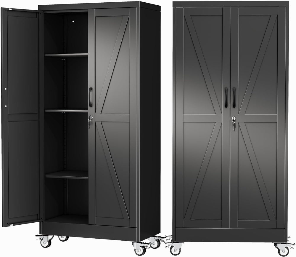 Ckzbx Metal Garage Storage Cabinet with Locking Doors and Adjustable Shelves,...