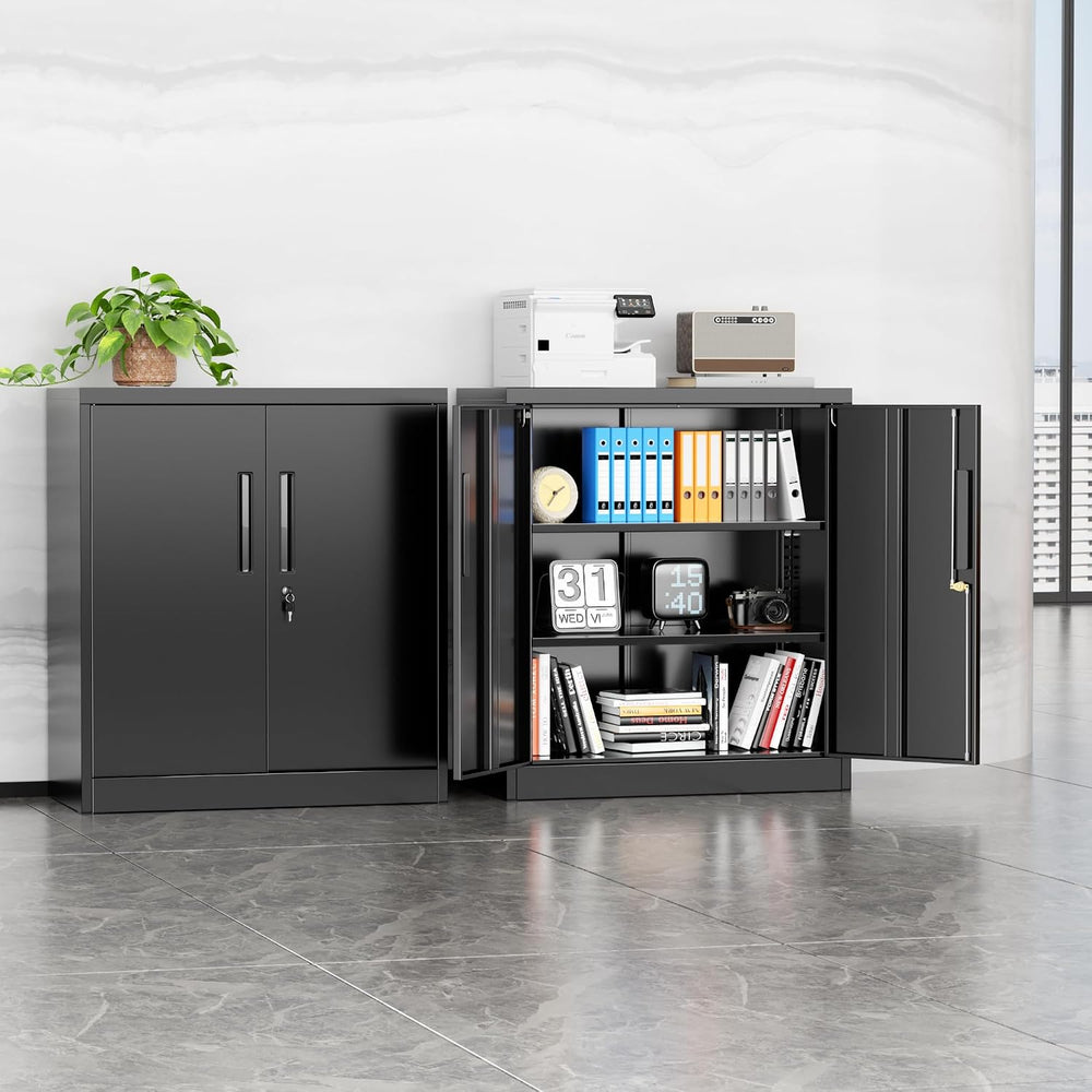 Metal Storage Cabinet with Locking Doors, Lockable Steel Storage Cabinets wit...