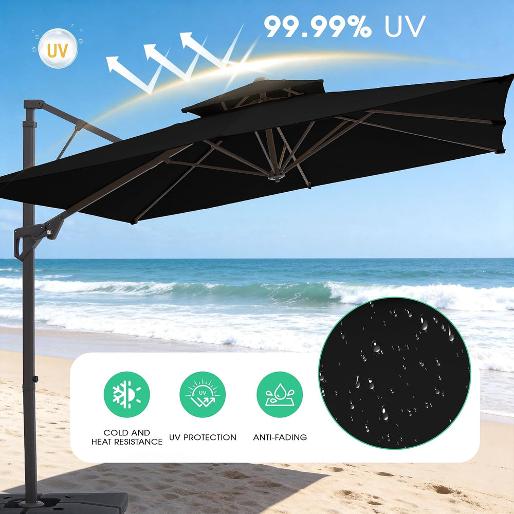 JEAREY 9x9 ft 2-Tier Cantilever Patio Umbrella, Outdoor Offset Umbrella