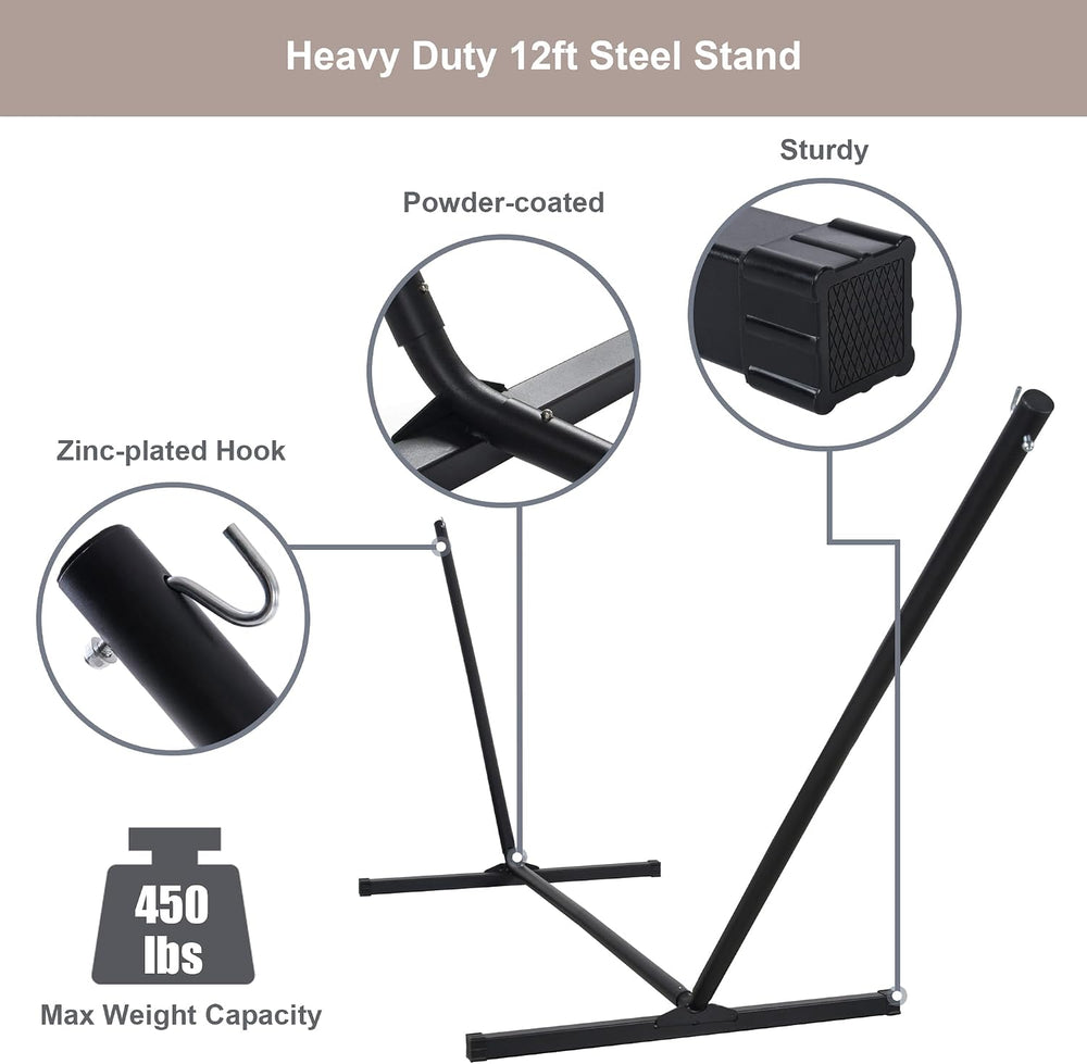 Quick Dry Hammock with Stand and Carrying Bag Included, Brown