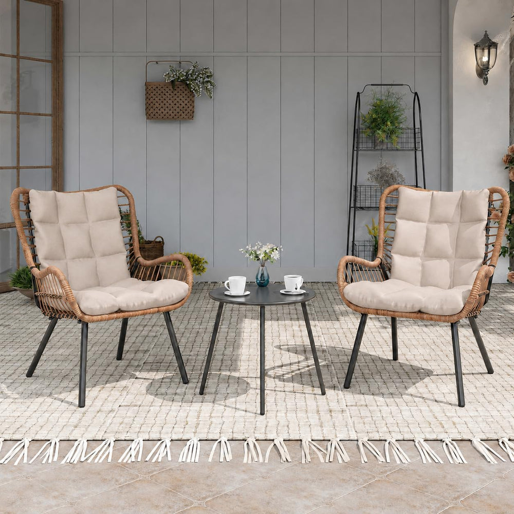 LAUSAINT HOME 3 Piece Outdoor Bistro Set, Small Patio Furniture Set with Coff...