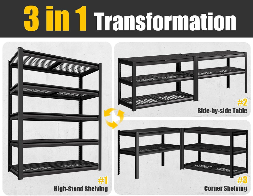 PrimeZone 48"W X 24"D X 72"H 5 Tier Heavy Duty Garage Shelving...
