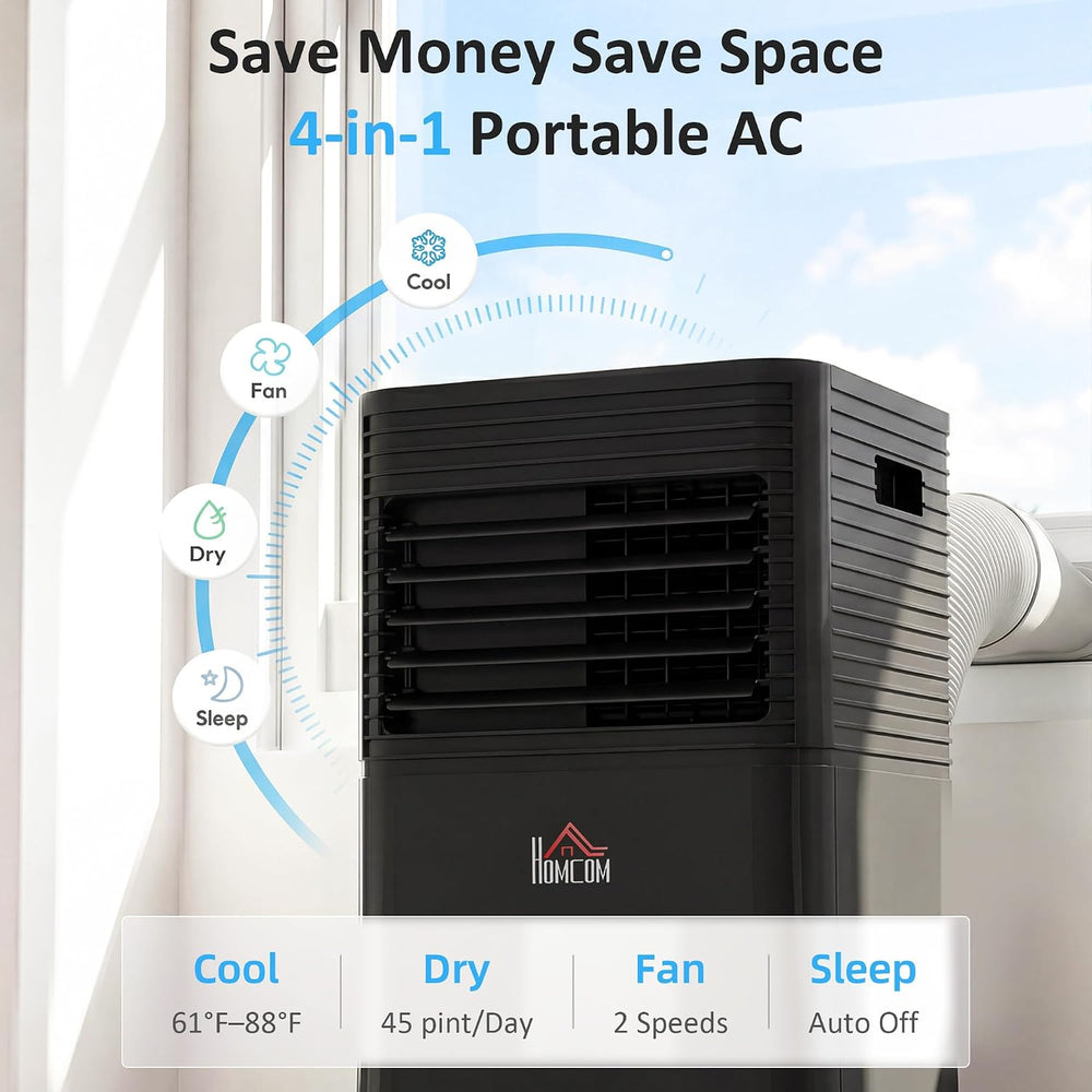 HOMCOM 8000 BTU Portable Air Conditioner for Rooms up to 344 Sq.Ft. Black