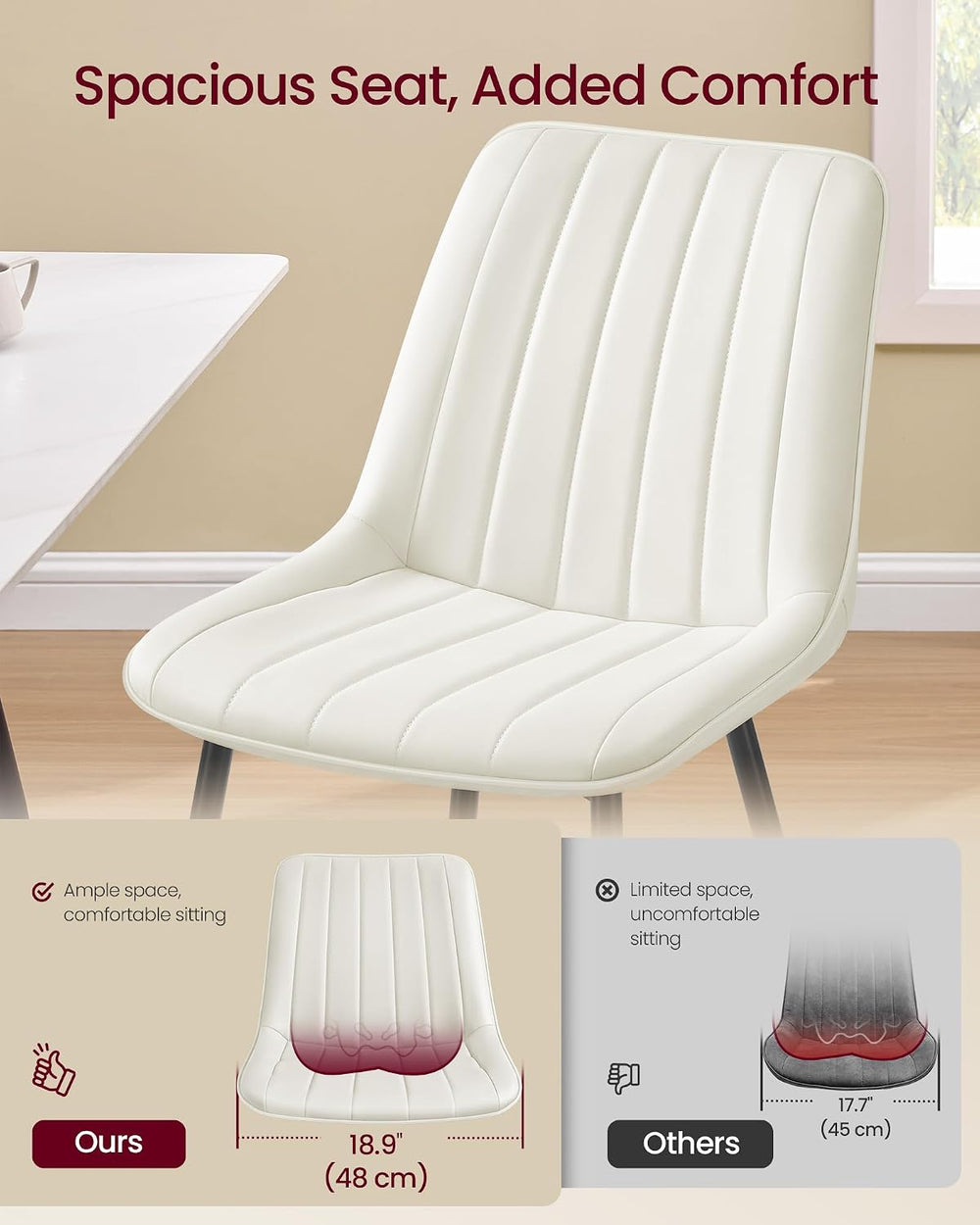 VASAGLE Dining Chairs Set of 6, Upholstered Kitchen Chairs, PU Leather