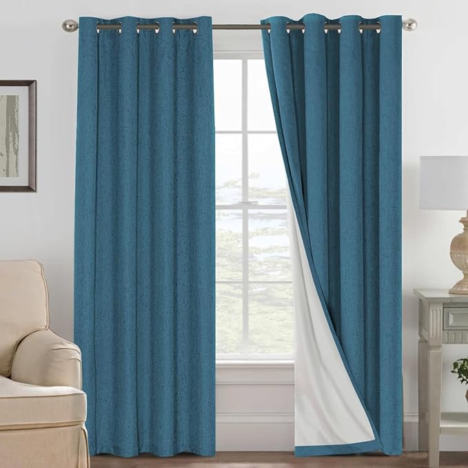 H.VERSAILTEX 100% Blackout Curtains for Bedroom Thermal Insulated Linen Textu...