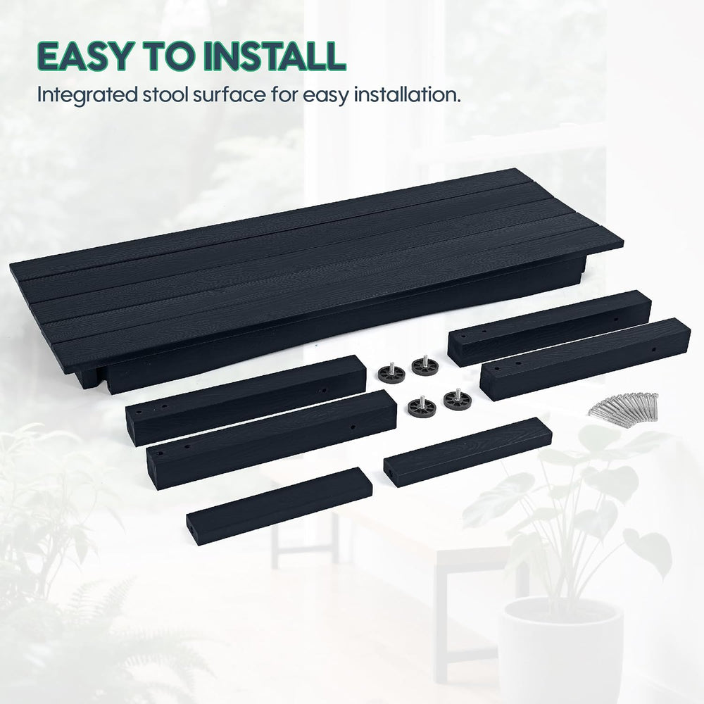 Weatherproof HIPS Outdoor Bench, 2-Person Patio Dining Bench, All-Weather Pol...