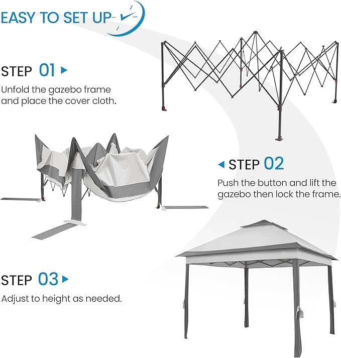 Yaheetech 11x11 Pop Up Gazebo Outdoor Canopy Shelter, Instant Patio Gazebo Su...