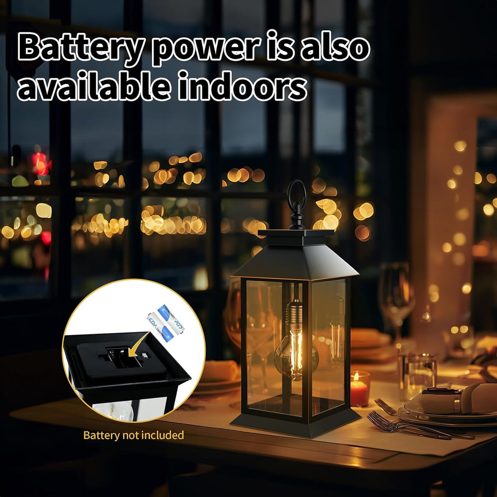 2 Pack Solar Lanterns Outdoor, Hanging Glass Solar Lights Waterproof, Dual Po...