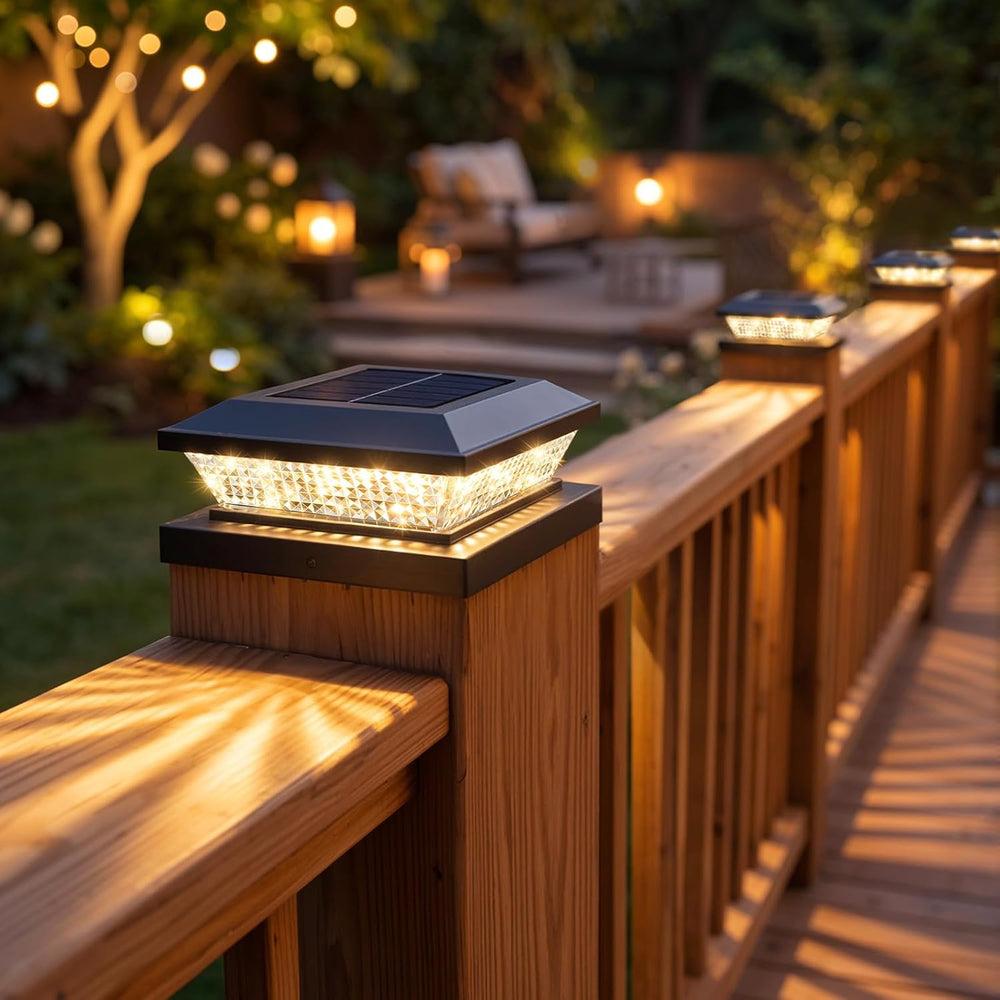 4x4 Solar Post Cap Lights Outdoor 16 Pack, Waterproof Solar Fence Light for W...