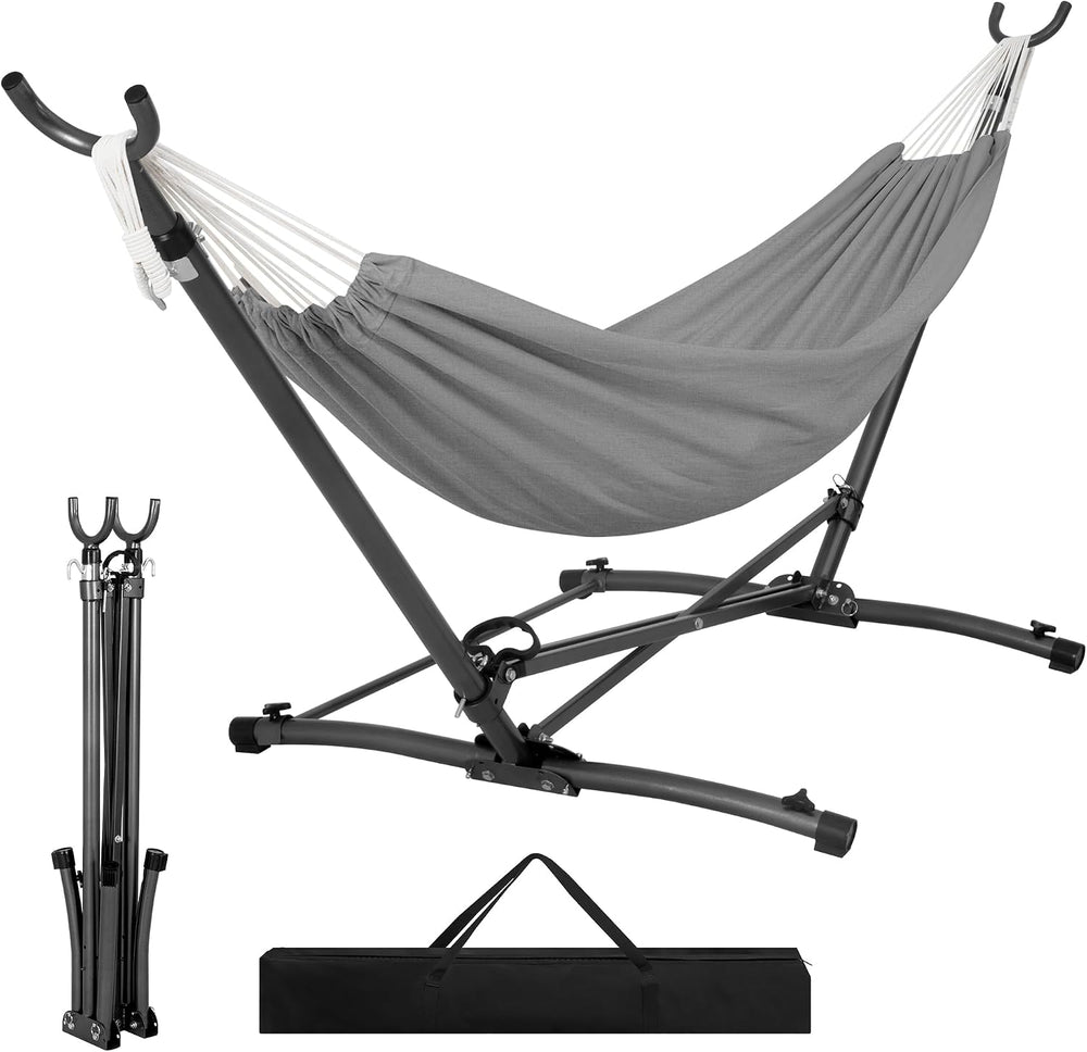 Homgava Portable Hammock with Folding Hammock Stand for Outdoor, Grey
