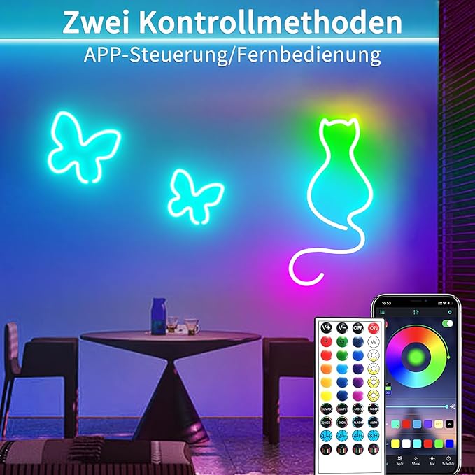 132FT Neon LED Rope Lights IP65 Waterproof LED Lights for Bedroom Flexible LE...