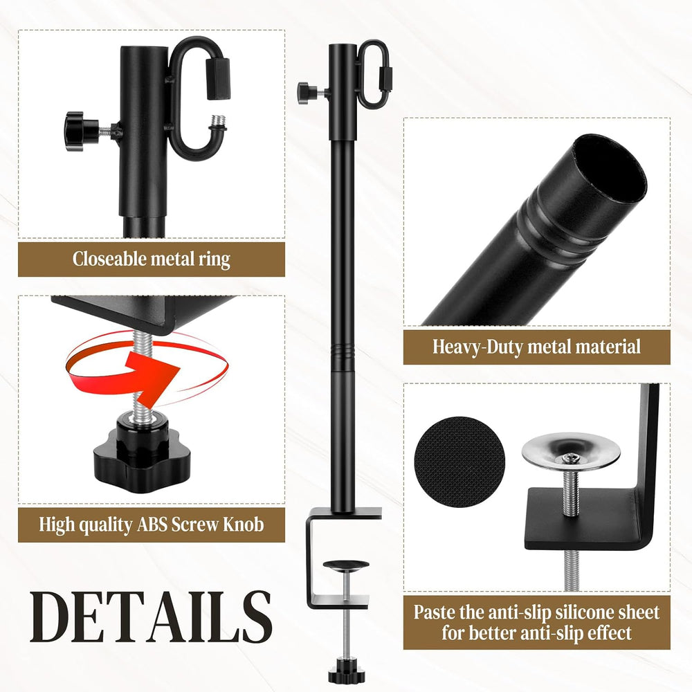 2 Pack Deck String Light Poles with Adjustable 3" Clamp, Outdoor Light P...