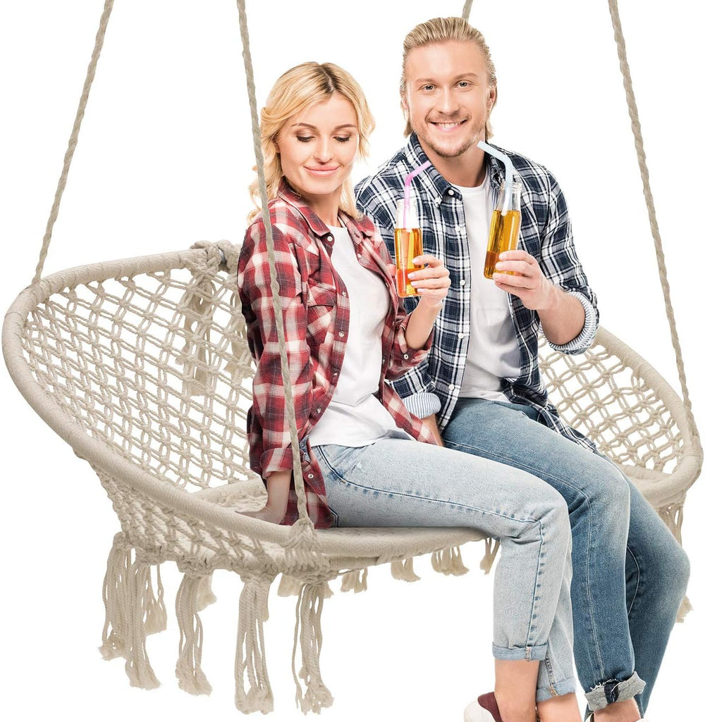 Sorbus Double Hammock Swing, Macrame Double Bench