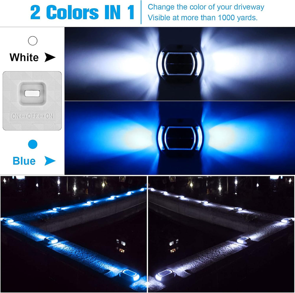 VOLISUN Solar Driveway Dock Deck LED Outdoor Lights 2 Colors Modes 12 Pack