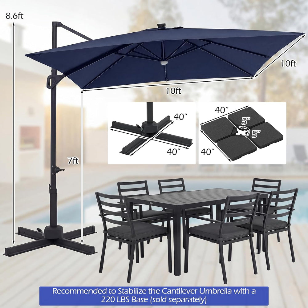 Tangkula 10ft Patio Umbrella with Solar Lights, Offset Cantilever Outdoor Umb...