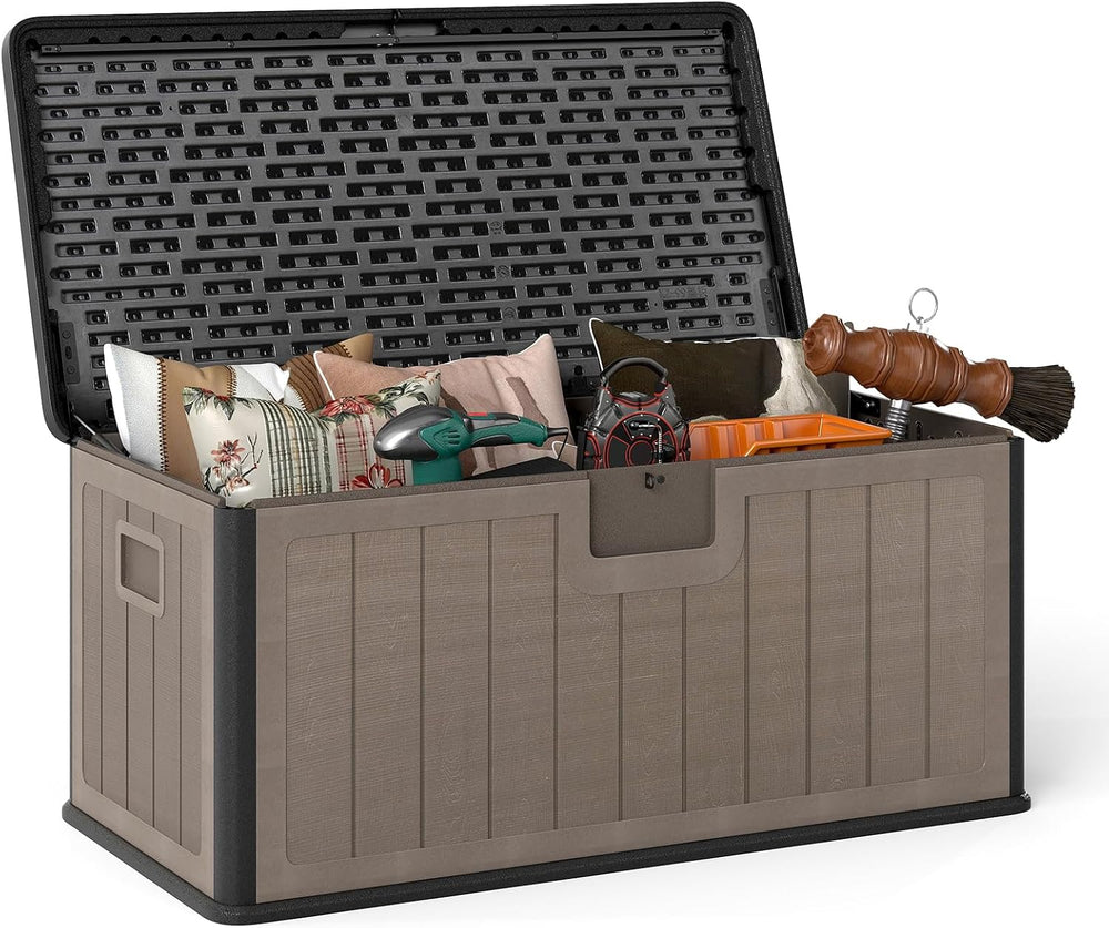 HAPPYGRILL 100 Gallon Outdoor Storage Deck Box with Lockable Design