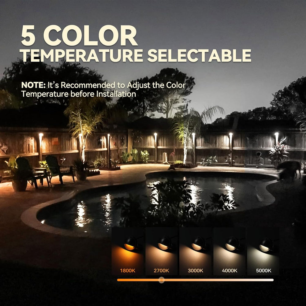 LEONLITE 6-Pack 5CCT 3.74inch Low Voltage LED Deck Lights, Satin Nickel