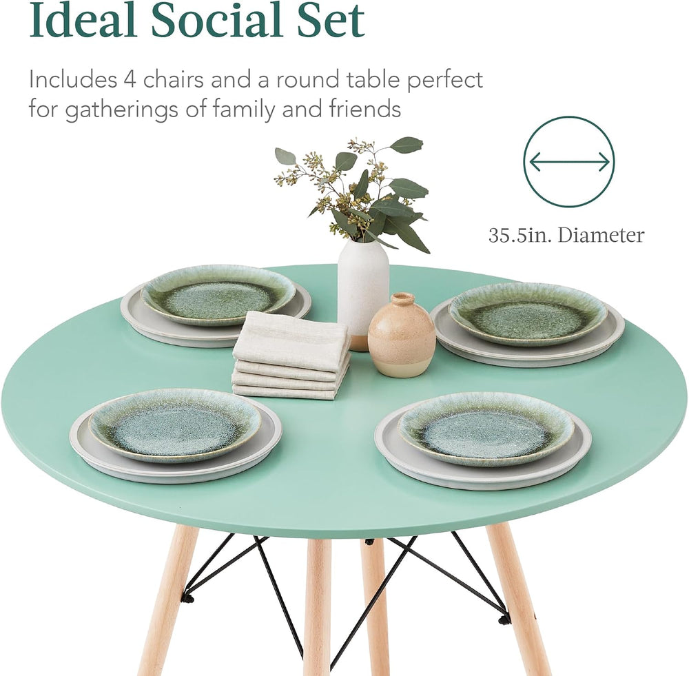 Best Choice Products 5-Piece Dining Set, Compact Mid-Century Modern Table &am...
