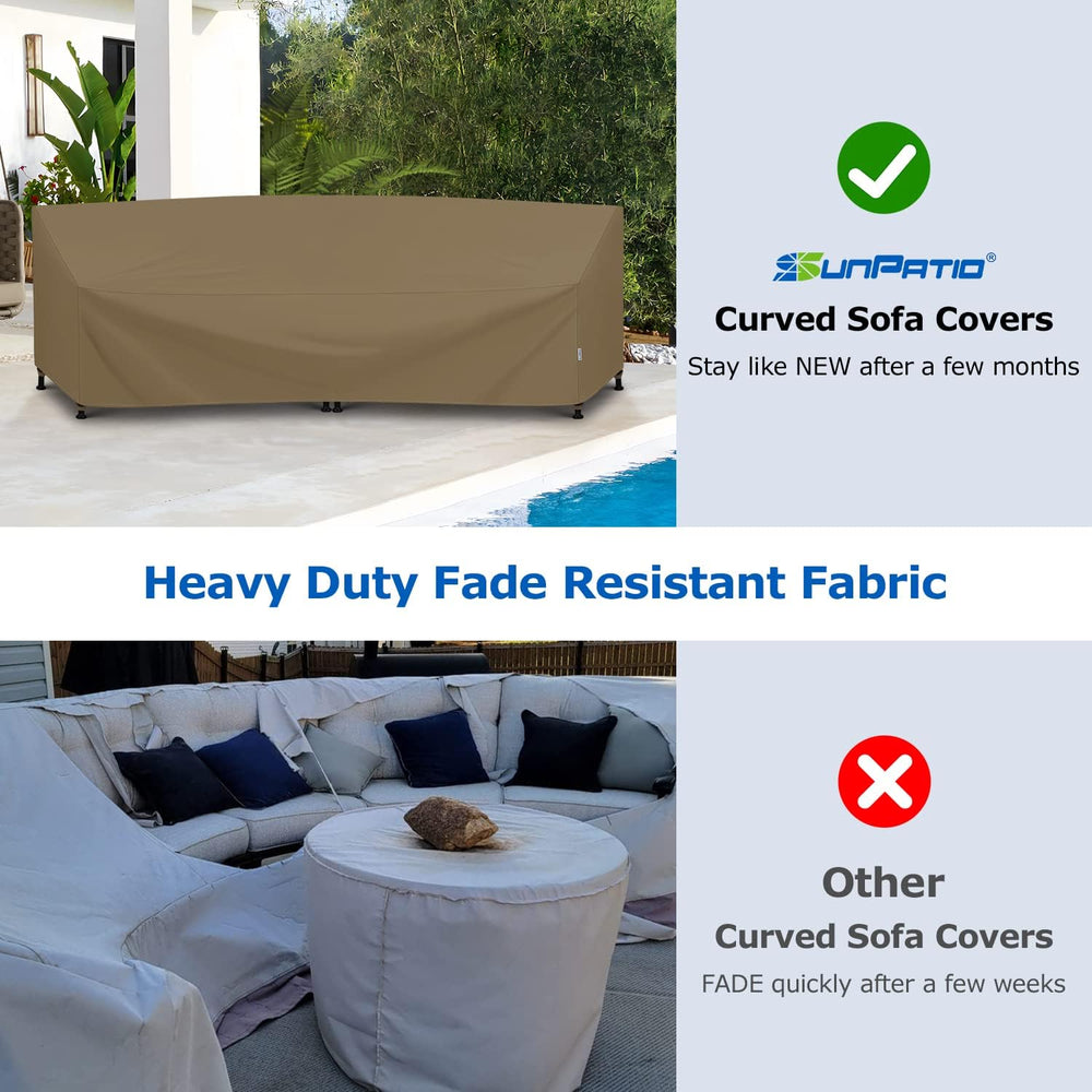 SunPatio Outdoor Curved Sectional Couch Cover, Heavy Duty Waterproof Patio So...