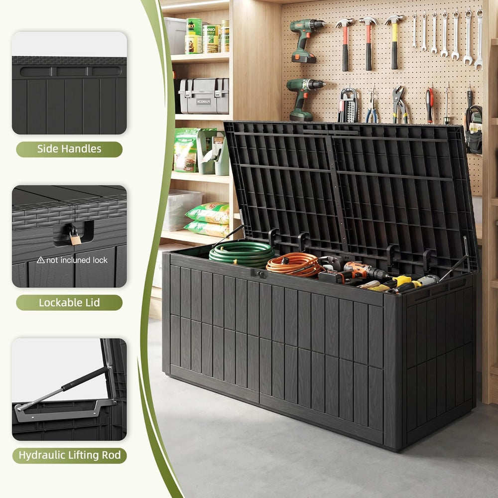 UDPATIO 120 Gallon Lockable Deck Box Outdoor Storage Box Waterproof Indoor Ou...