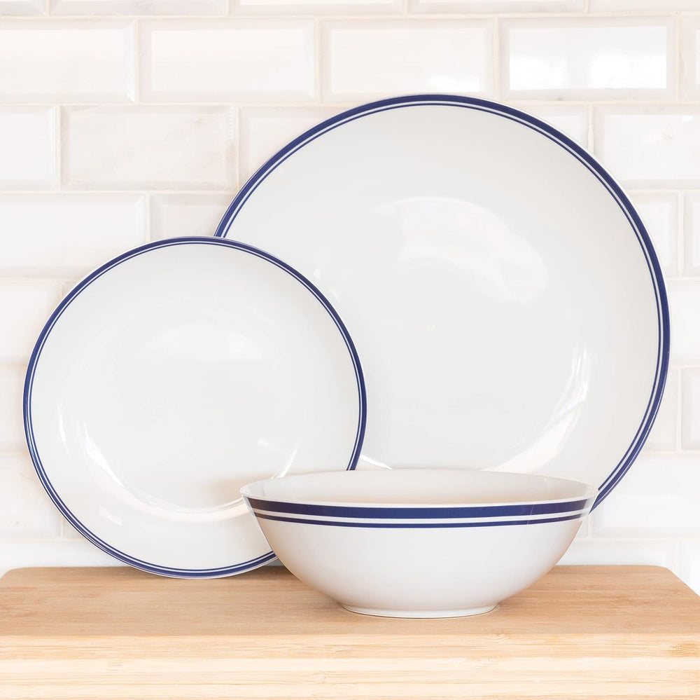 Café Stripe 12 Pc Dinnerware Set, Blue