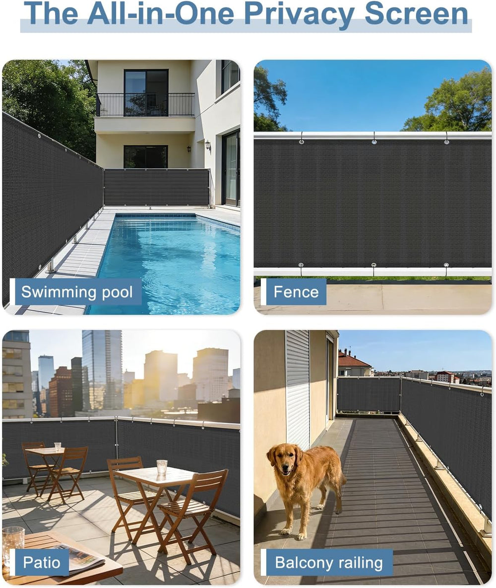 Cool Area Balcony Privacy Screen Fence UV Protection, 3'x12', Black