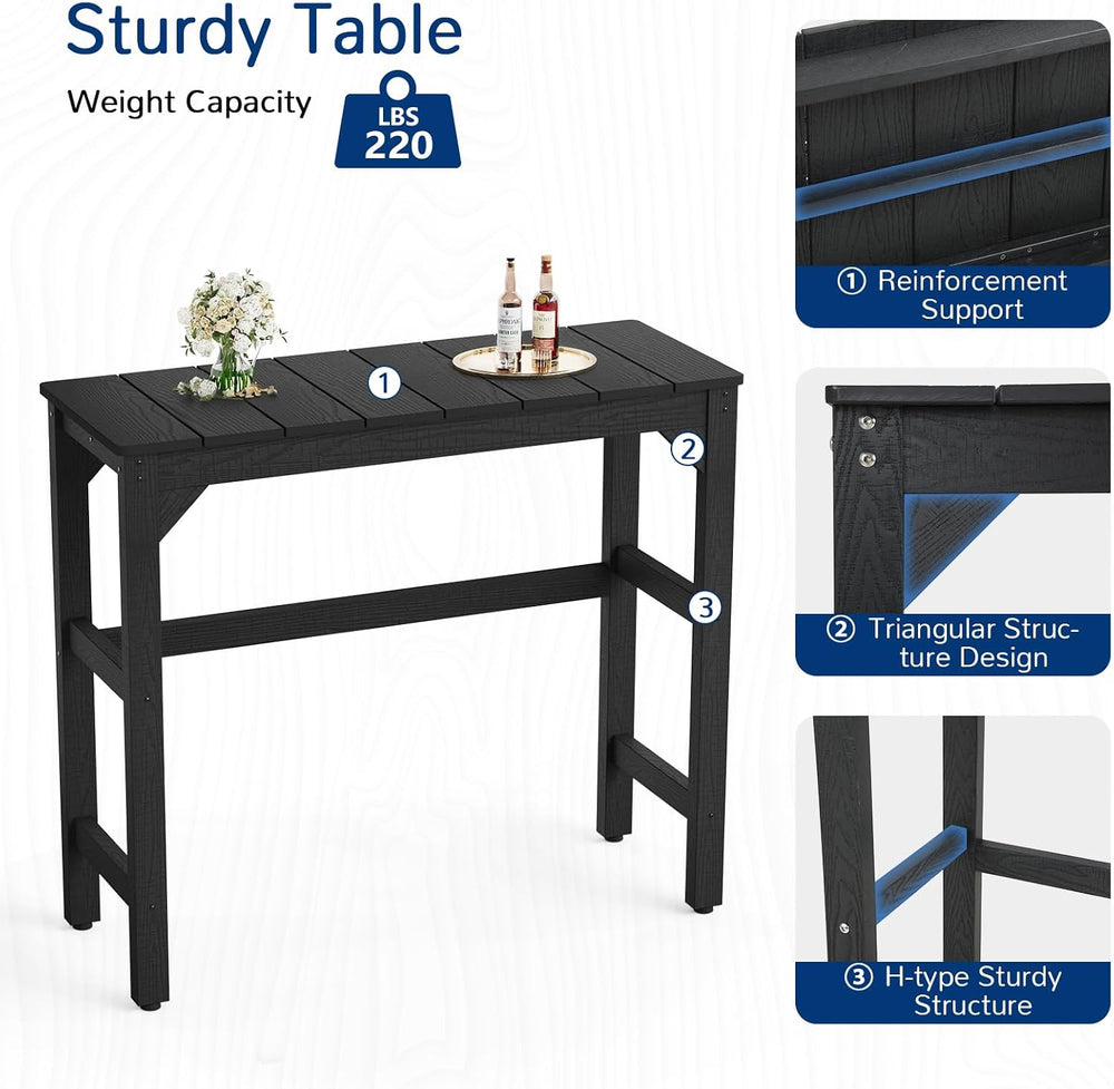 3-Piece Outdoor Bar Set, 42" Bar Height Table & 2 Outdoor Bar Stools