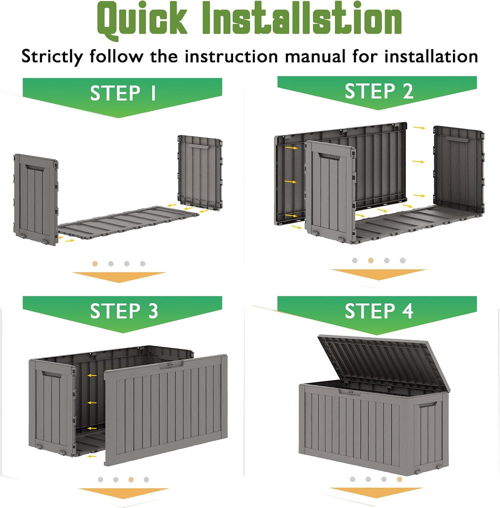 Outdoor Storage Waterproof Deck Box for Patio (80 Gallon, Grey)