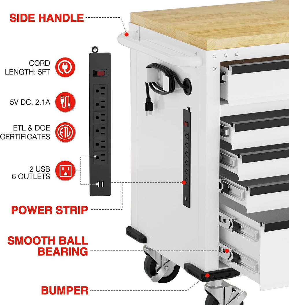 WORKPRO 72" x 22" Rolling Tool Cabinet, 9-Drawer & 1-Door