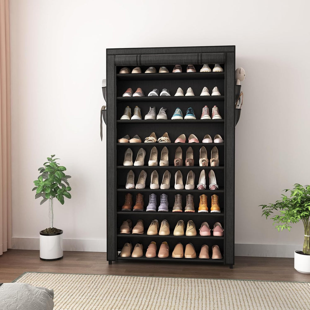 LANTEFUL Shoe Rack with Covers - 10 Tiers Tall Shoe Rack Organizer Large Capa...