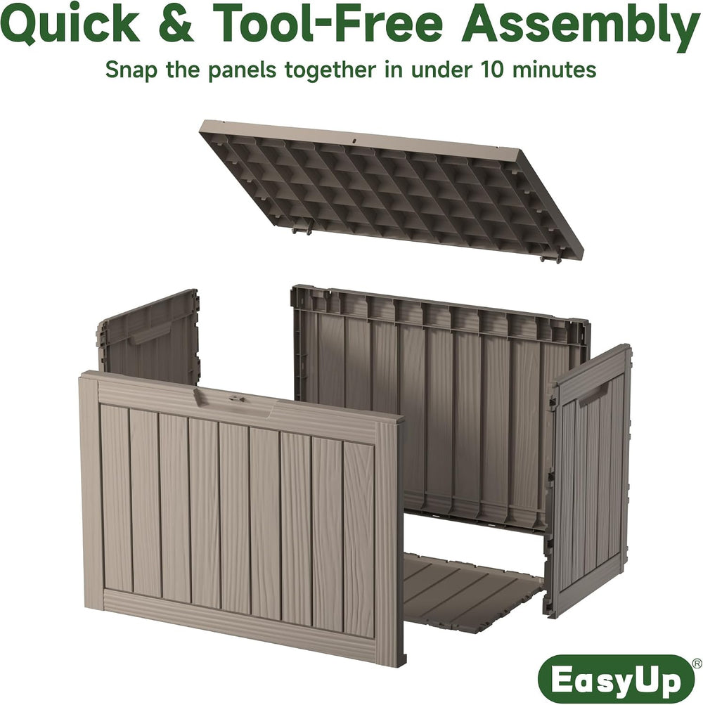 EasyUp 60 Gal Outdoor Storage Box Waterproof Lockable Resin Deck Box