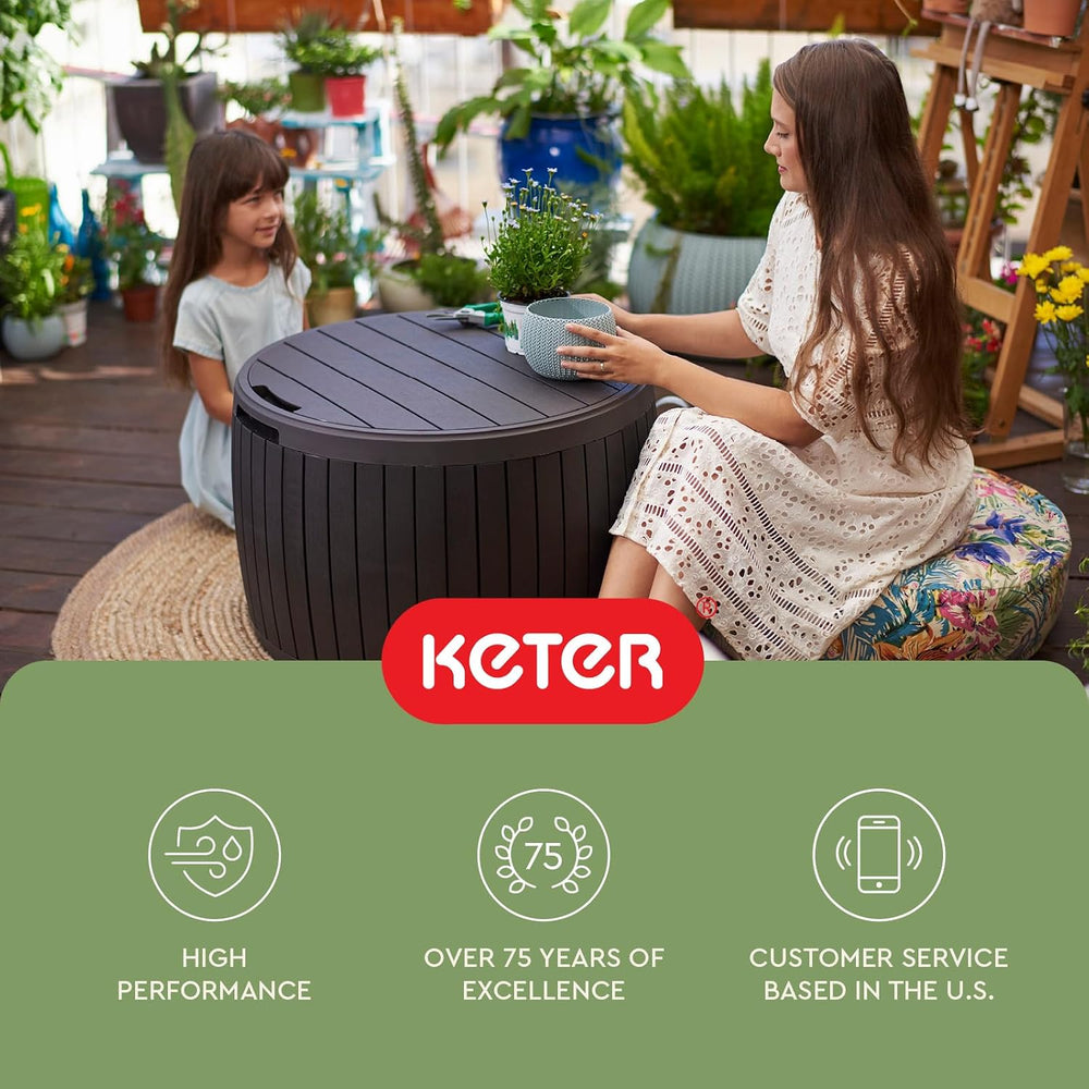 Keter Circa Outdoor Storage Deck Box, 37 Gallon, Brown