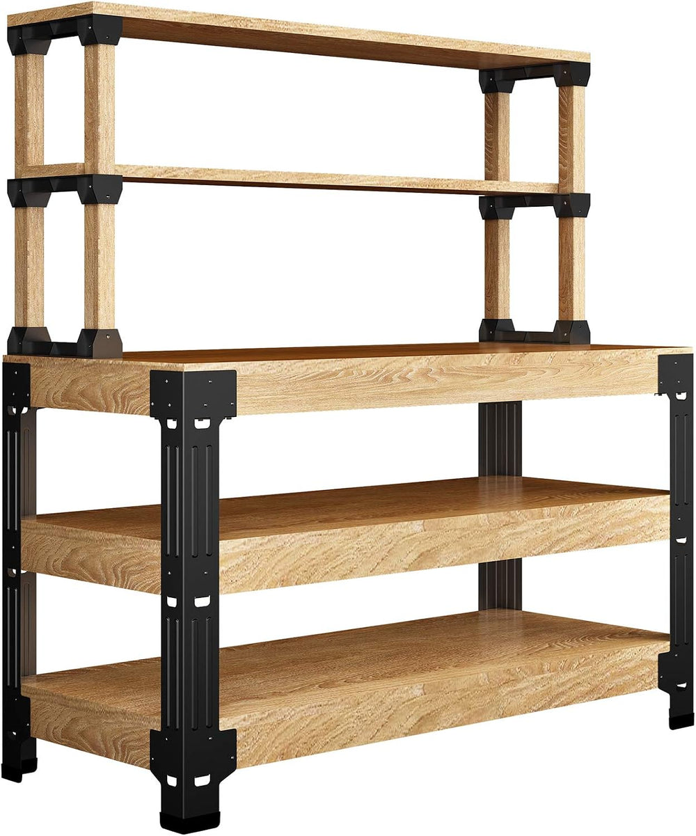 FLEXIMOUNTS Workbench Legs, Heavy Duty Workbench Kit with Shelf for DIY Custo...