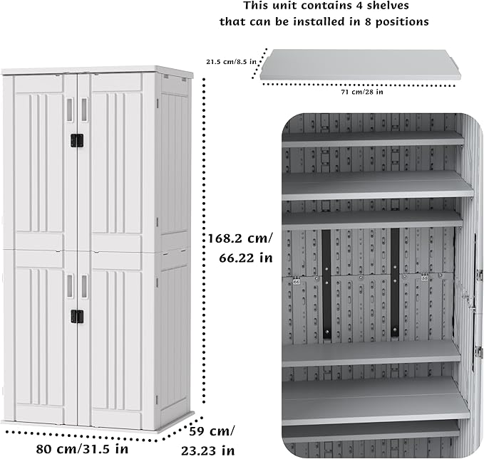 EHHLY Heavy Duty Tall Storage Cabinet Outdoor Weatherproof, 28 Cuft Garage St...