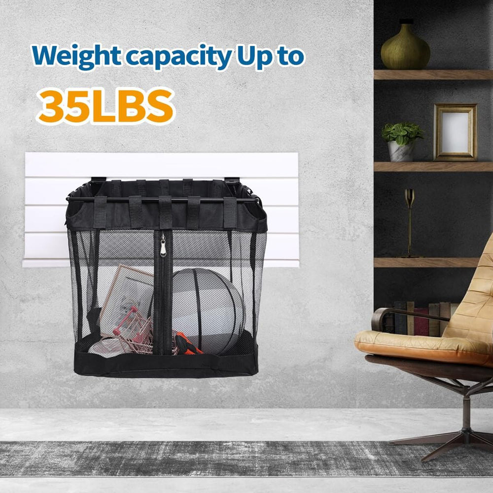 2Pcs Mesh Slatwall Baskets with Zipper,Hanging Storage Slat wall Baskets