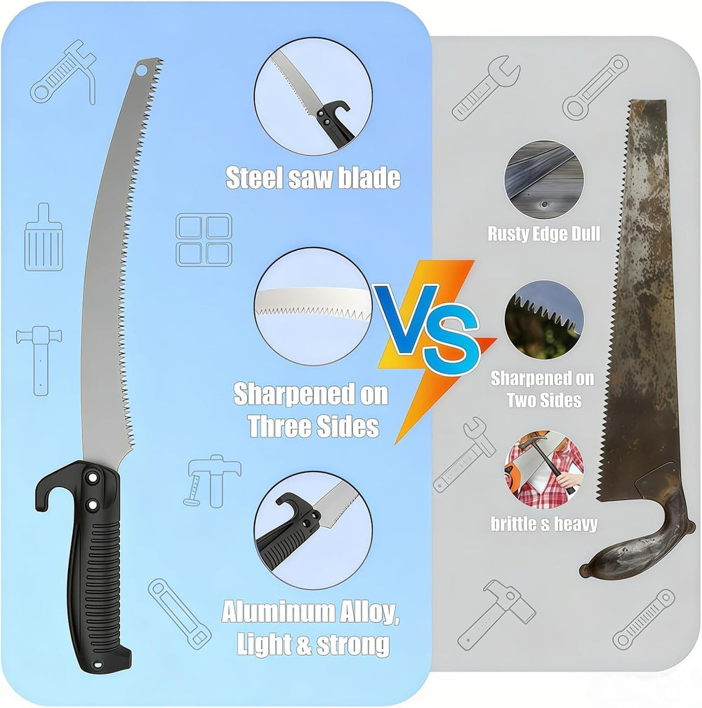 18FT Reach Manual Pole Saws for Tree Trimming with 3-12FT Telescoping Extensi...