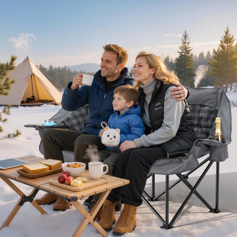 Heated Double Camping Chair Oversized with 3 Temperature Settings