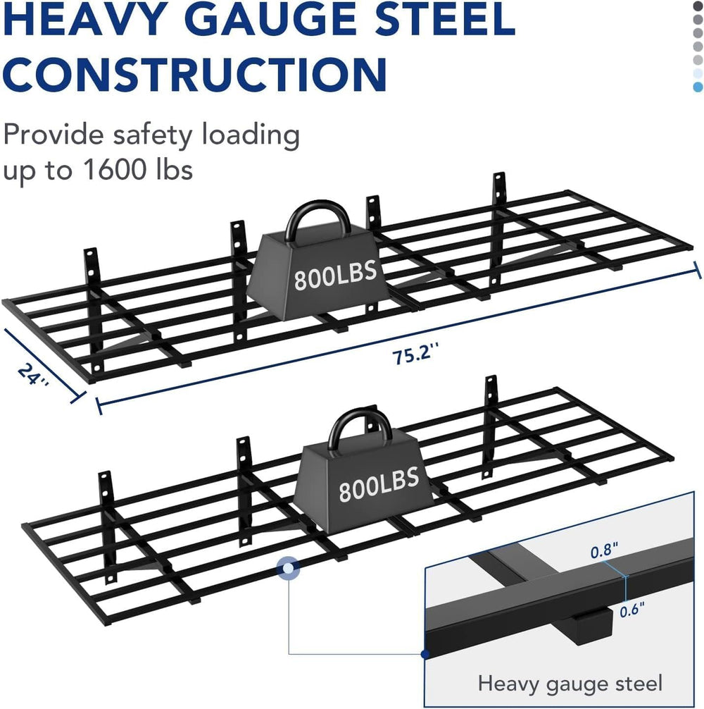 FLEXIMOUNTS 2 Pack 2x6ft Heavy Duty Garage Storage Shelving, 1600lbs, Black