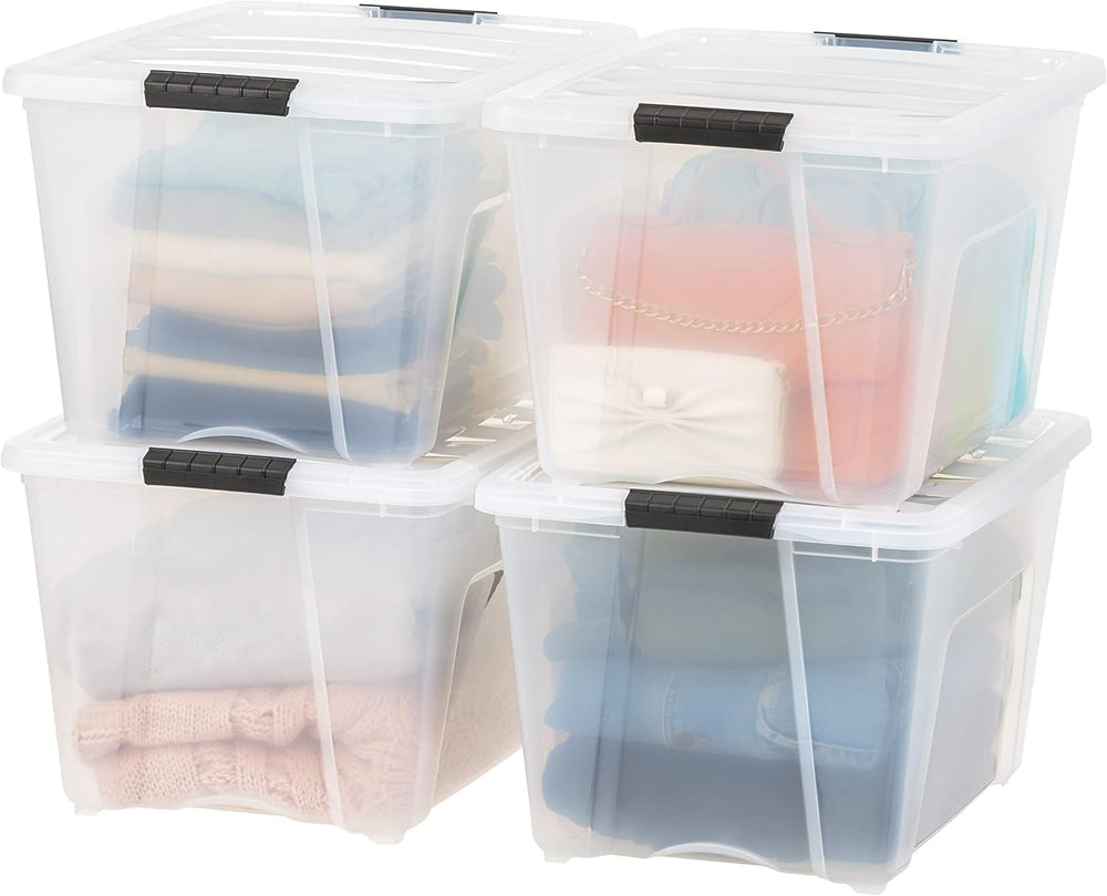 IRIS USA 4-Pack 54 Quart Storage Bins with Lids, Clear
