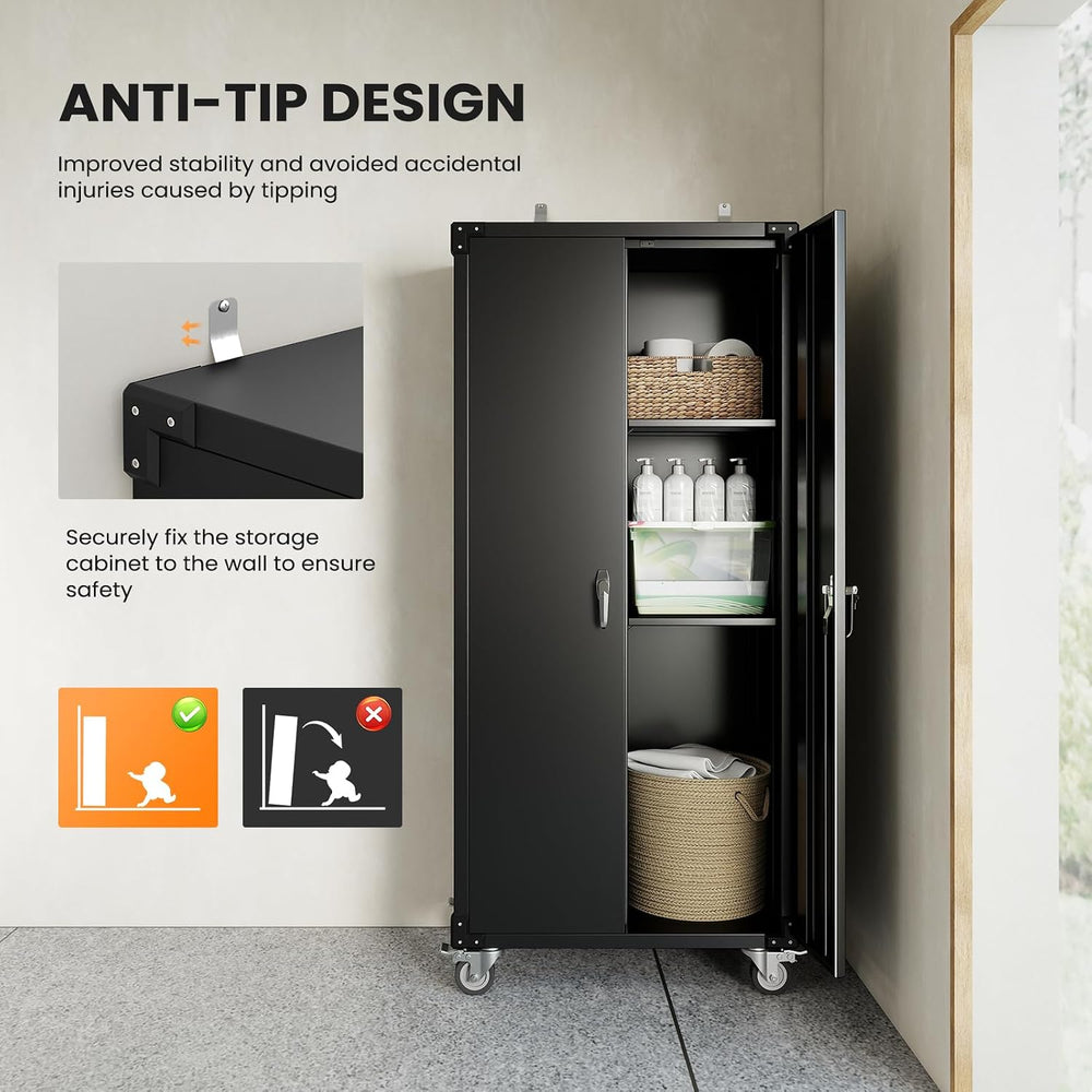 DUMOS 72 Inch Garage Storage Cabinet, Tool Organizer, Lockable File Cabinet