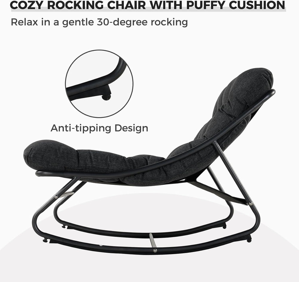Grand patio Rocking Chair with Footrest for Indoor & Outdoor, Dark Grey