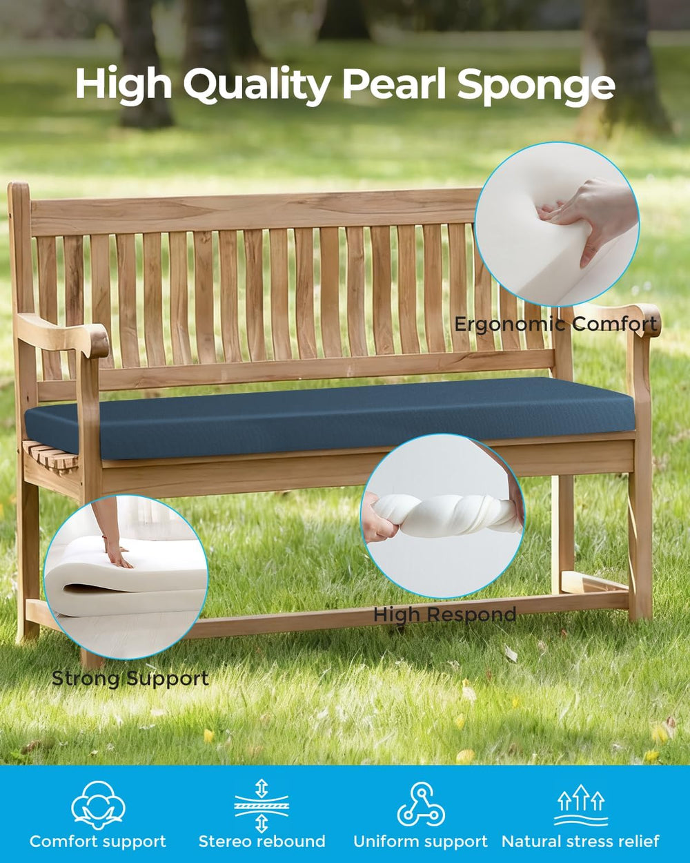 Outdoor Waterproof Bench Cushions, Comfortable Cushion For Patio Porch Swing ...