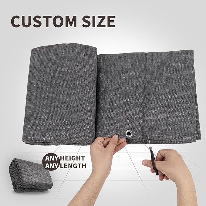 LOVE STORY Custom Size 3.3'x15' Dark Grey Balcony Privacy Screen,UV B...